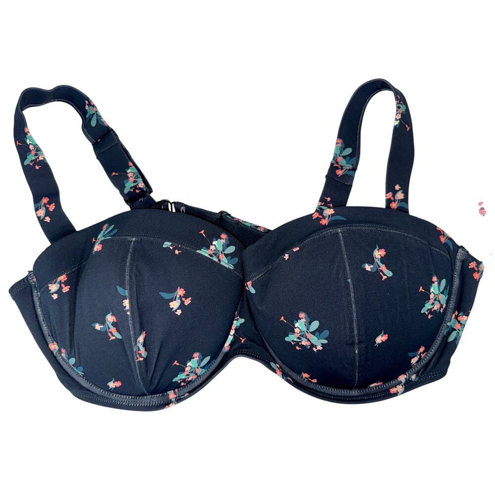 NWT TA3 Busty Bra Top Primrose Black Pink Floral Underwire Bikini Top Sz 2X F/G